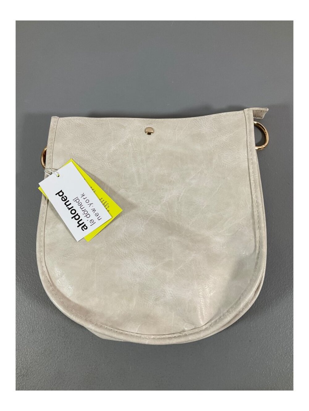 Ahdorned Cream U-Shaped Messenger Bag with Dual Straps and Bonus Pouch - Unisex